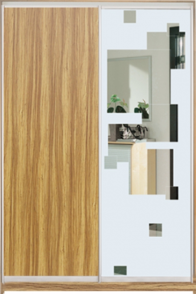 Шкаф купе Стандарт-1 ДСП/Зеркало с Пескоструем-1 1000*2000*450 двухдверный