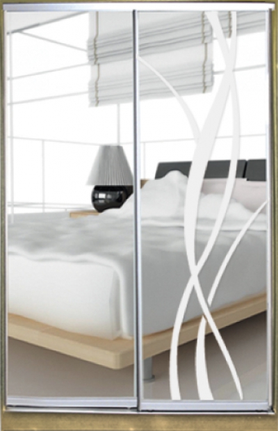 Шкаф купе Стандарт-1  Зеркало/Зеркало с Пескоструем-2 1000*2000*450 двухдверный