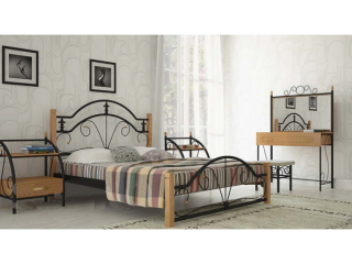 Металлическая кровать Диана с деревьянными ножками 180_190*200 см