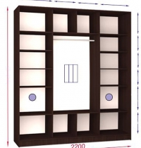 Шкаф купе Стандарт-1 ДСП/Тонированное зеркало с пескоструем-5 2200*2000*600 трехдверный