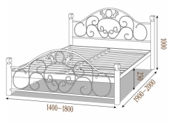 Металеве ліжко Francheska / Франческа на дерев'яних ногах