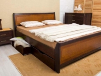 Ліжко дерев'яне Siti / Сіті з ящиками Інтарсія