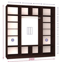 Шкаф купе Стандарт-1 ДСП/Тонированное зеркало с пескоструем-5 2400*2200*450 трехдверный